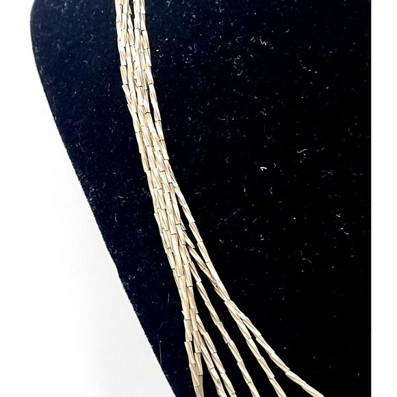 Native American Sterling Silver Liquid Silver Multilayer Statement Necklace 24in - Picture 1 of 5